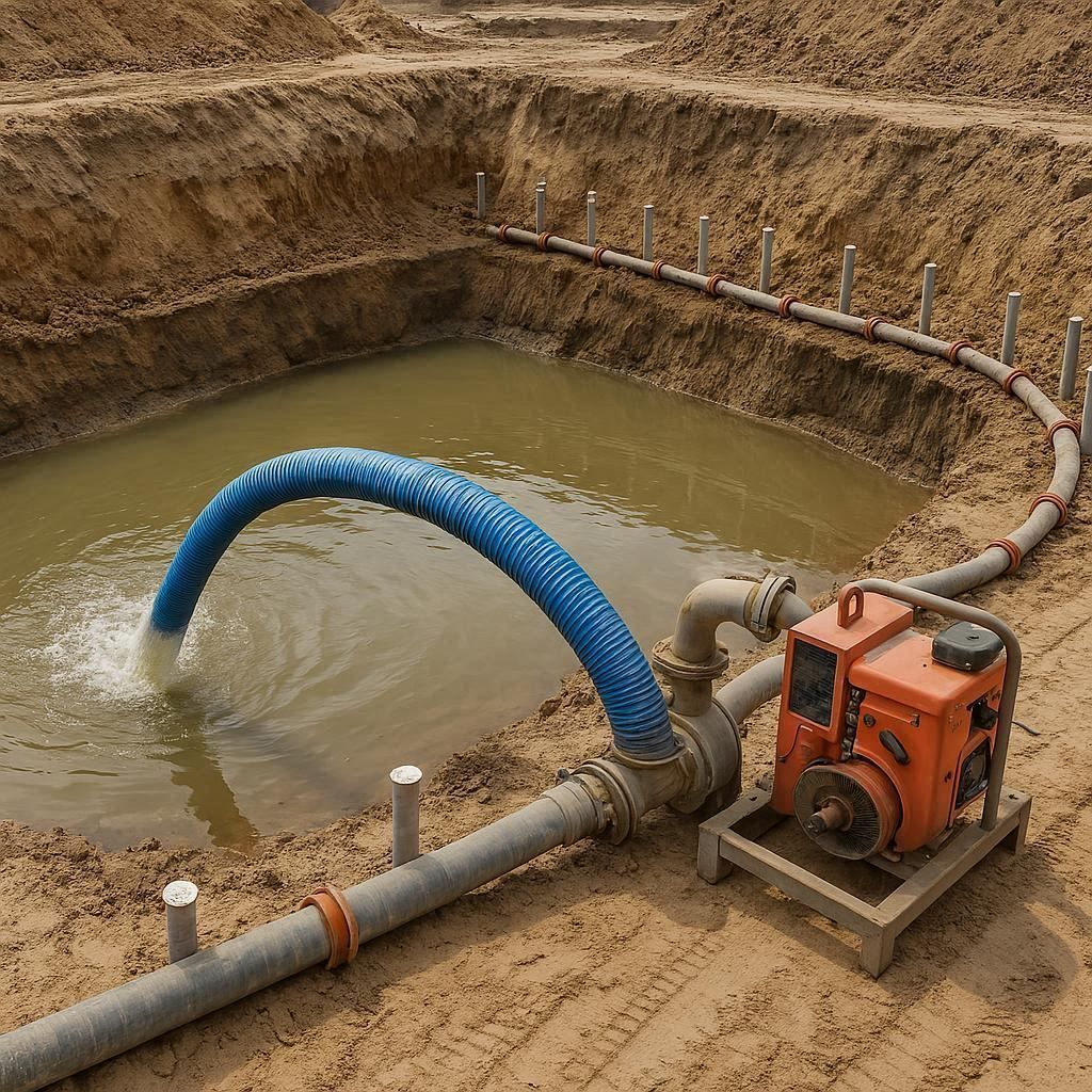Водопонижение и осушение котлована в Ломоносове